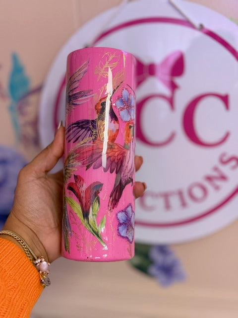 Tumbler 20oz – Colibríes y Flores